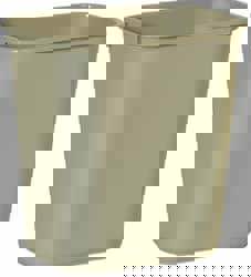 Deskside Plastic Wastebasket, 3.5 gal, Plastic, Beige